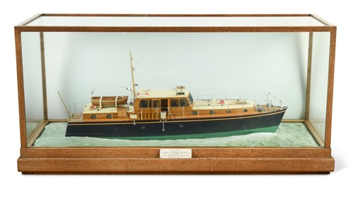Lot 508 - A waterline model of the M. Y. Gentiana by Bassett-Lowke Ltd., 1955