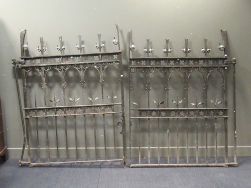Lot 618 - A pair of Gothic style wrought metal garden...