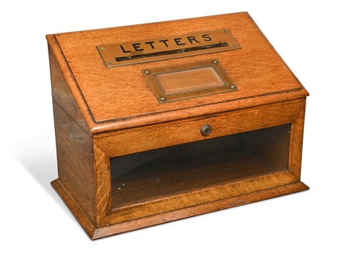 Lot 481 - A country house oak letter box, early 20th century