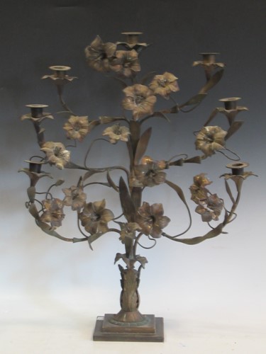 Lot 135 - French brass candleabra 66cm high