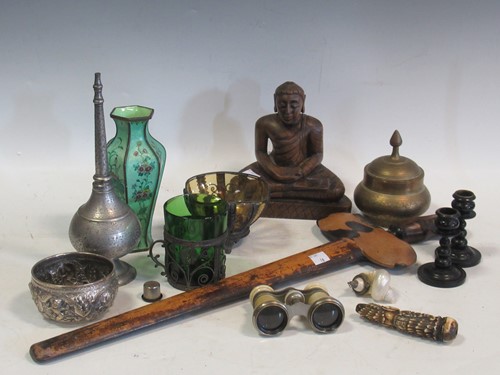 Lot 48 - A glass walking stick, two other walking...