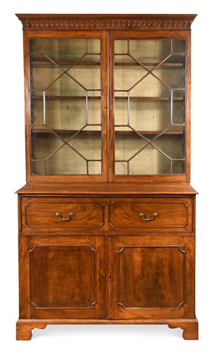 Lot 463 - A George III mahogany secretaire bookcase