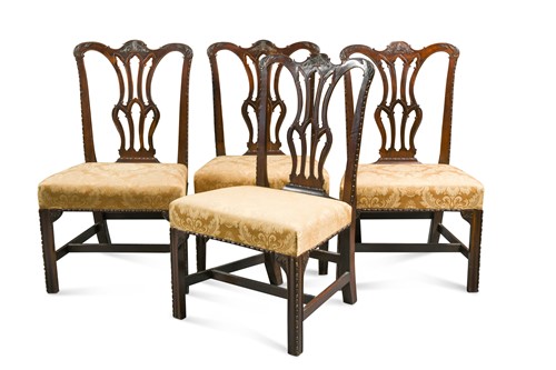 Lot 259 - A set of four George III mahogany dining chairs, circa 1760