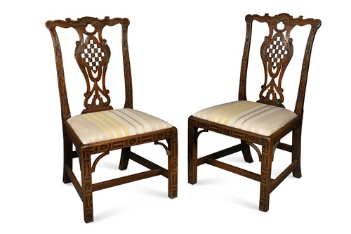 Lot 448 - A pair of George III mahogany dining chairs, in the manner of Ince and Mayhew