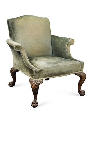 Lot 415 - A George II style mahogany armchair, 19th century