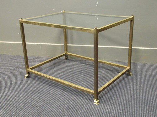 Lot 549 - A brass lacquered and glass coffee table, 46 x...