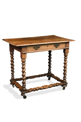 Lot 381 - A William and Mary style oak side table, 19th century