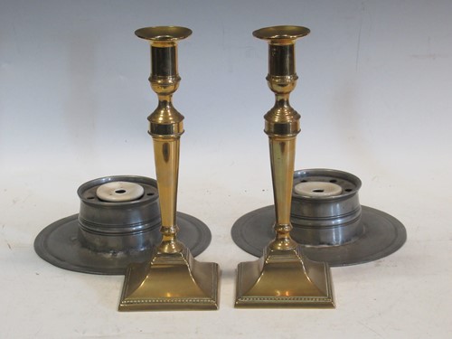 Lot 82 - A pair of 18th century peweter inkwells and a...