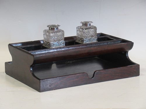Lot 265 - A 19th century desk set, with two silver...