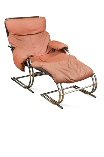 Lot 296 - A 20th century tubular chrome easy chair and ottoman