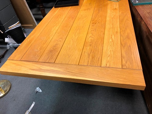 Lot 501 - An oak refectory table, modern