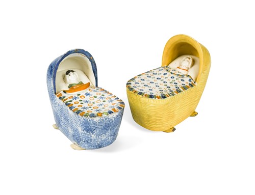 Lot 202 - Two creamware cradles, 18th century, probably Bovey