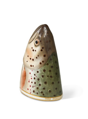 Lot 224 - A Derby trout head stirrup cup, circa 1810