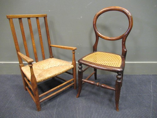 Lot 538 - A 19th / early 20th century oak and rush...