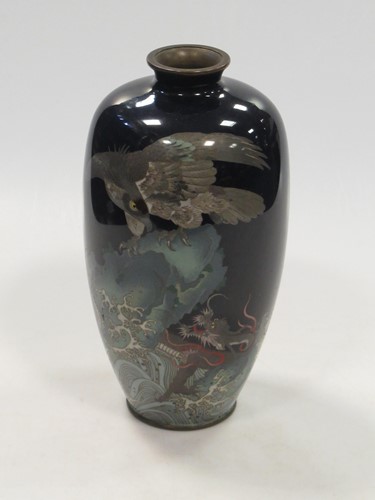Lot 42 - A Japanese cloissone vase, of Mei Ping shape,...