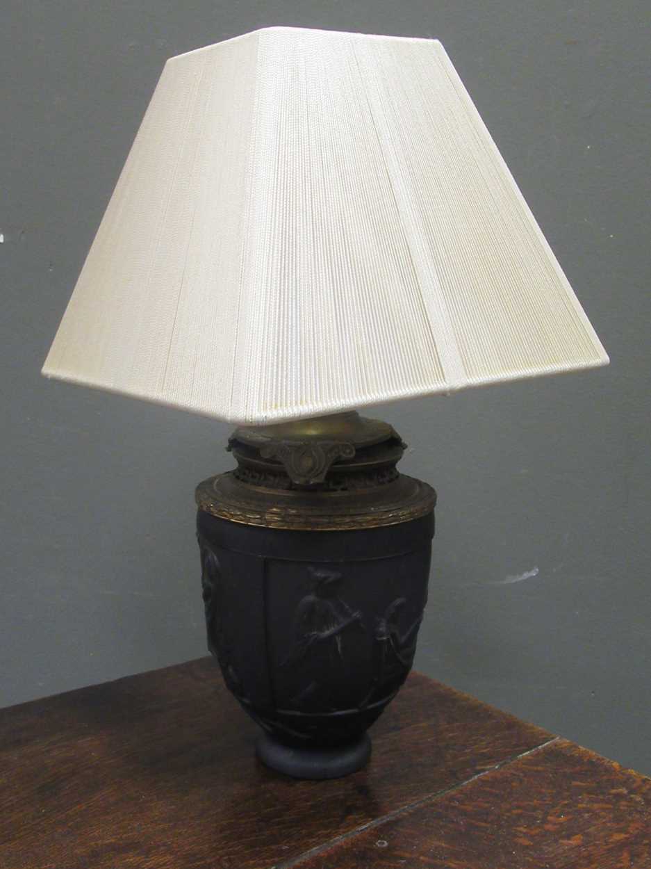 Lot 105 - A G. de Feun black glass vase, now adapted as...