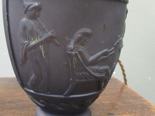 Lot 105 - A G. de Feun black glass vase, now adapted as...