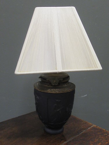 Lot 105 - A G. de Feun black glass vase, now adapted as...