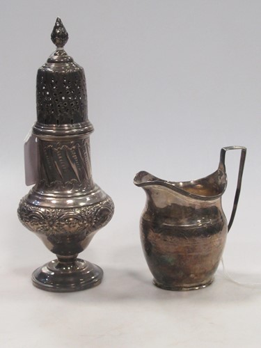 Lot 254 - A Victorian vase sugar castor, repousse...