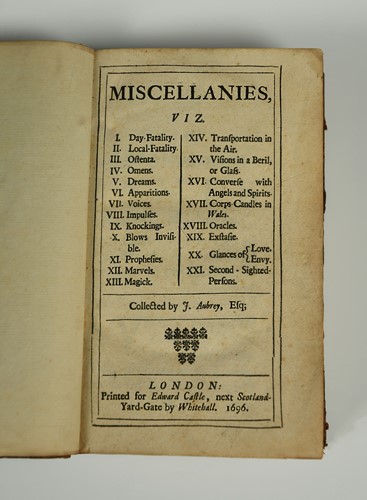 Lot 133 - AUBREY (John) Miscellanies..., Viz. I....