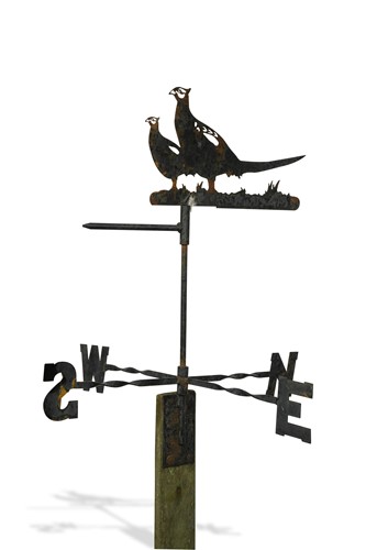 Lot 536 - A worught iron 'pheasant' weather vane