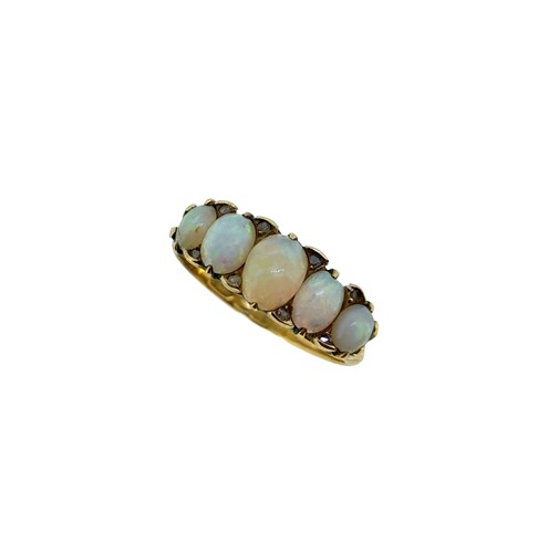 Lot 79 - An Edwardian 18ct gold opal five stone ring