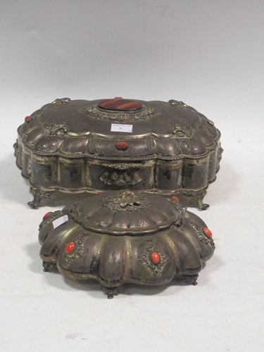 Lot 262 - Two 800 standard silver decorative caskets...