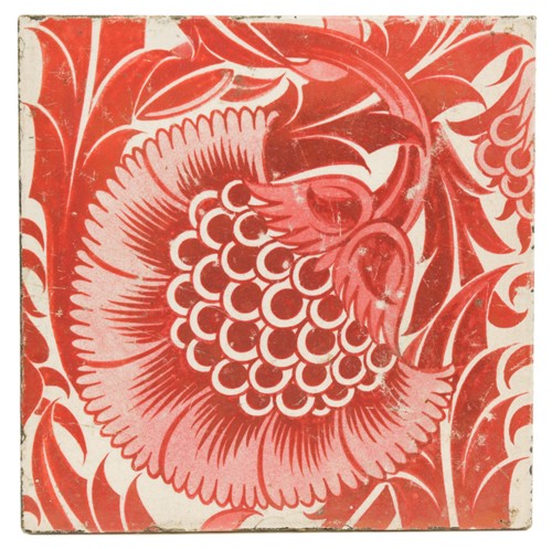 Lot 60 - William De Morgan, Fulham, a BBB variant ruby lustre tile