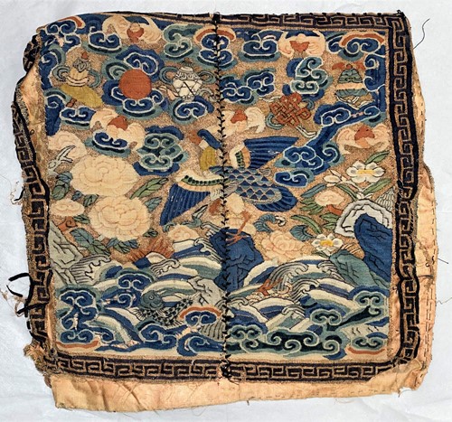 Lot 132 - A Chinese silk kossu rank badge, Qing Dynasty, 18/19th century