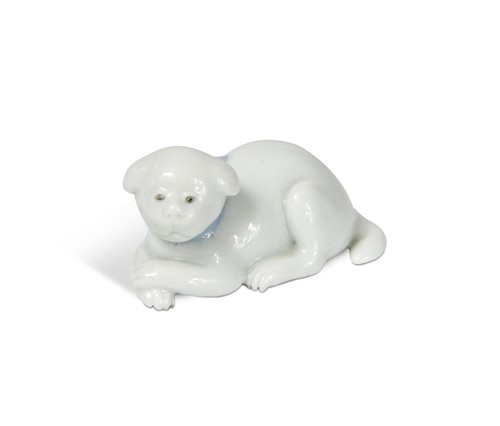 Lot 68 - A Japanese small porcelain puppy, Hirado, Edo/Meiji Period, 19th century