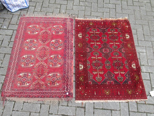 Lot 640 - An Afghan rug, 132 x 83cm and a finely woven...