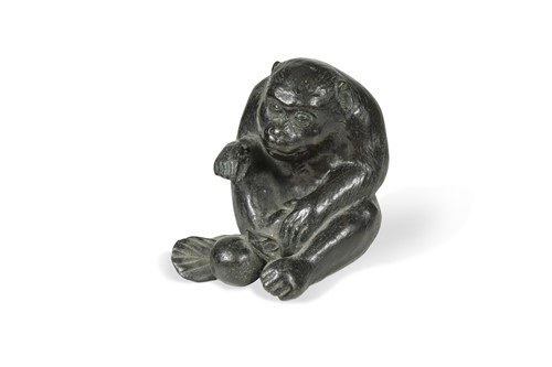 Lot 70 - A Japanese bronze seated ape, late Meiji Period circa 1900