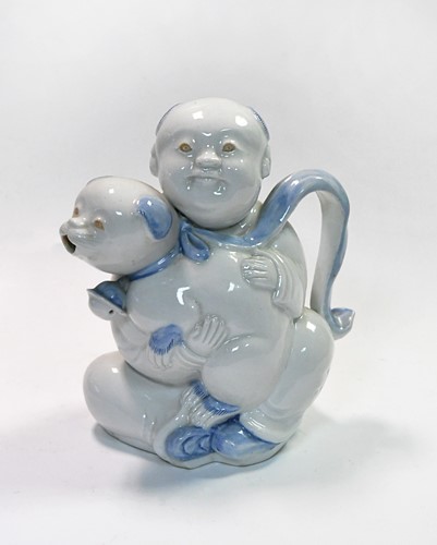 Lot 73 - A Japanese Hirado porcelain figural ewer, circa 1900