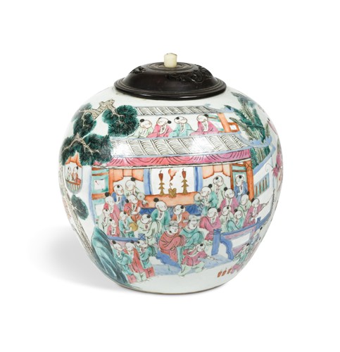 Lot 8 - A Chinese famille rose Boys Parade ginger jar, Qing Dynasty, probably Tongzhi (1862-1874)