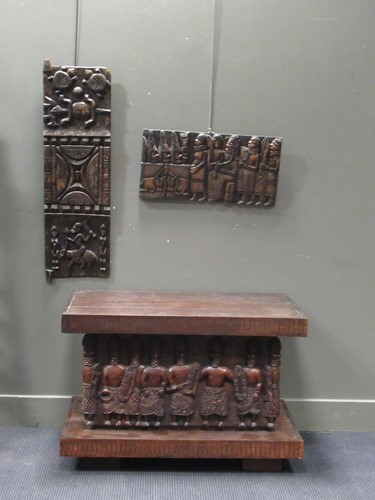 Lot 175 - A Benin carved wood rectangular casket table...