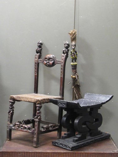 Lot 176 - A Chokwe chair decorated with carved figures...