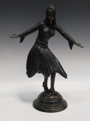 Lot 129 - After Erte, Art Deco style cast bronze statue...