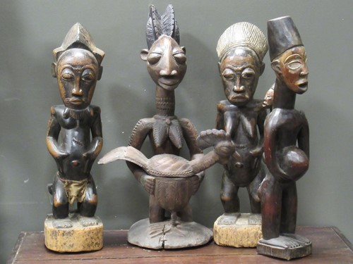 Lot 126 - A Baule carved wood couple comprising of...