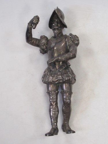 Lot 119 - A silvered model of an Italian soldier, 25cm high