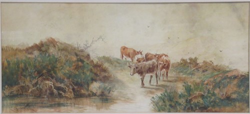 Lot 324 - I WILLIAMS, cows on a path, watercolour,...