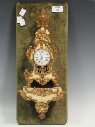 Lot 142 - Gilt and painted small wall clock in French style