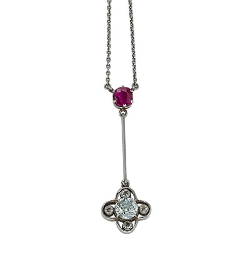 Lot 185 - A ruby and diamond pendant and chain