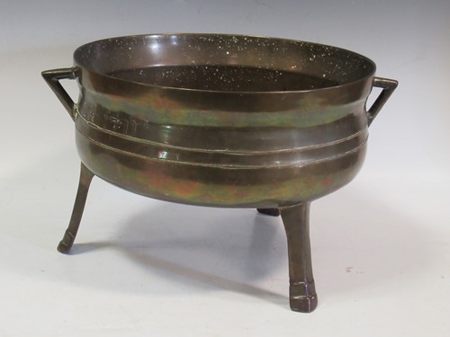 Lot 95A - A Swedish two-handled bronze bowl on three...