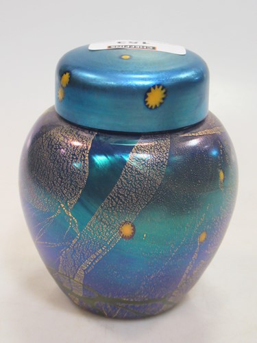 Lot 153 - A limited edition Okra glass jar and cover by...