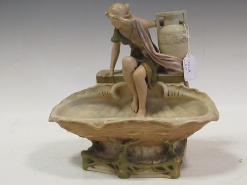 Lot 100A - A Royal Dux centrepiece, the bowl mounted with...