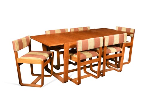 Lot 271 - Gunther Hoffstead for Uniflex, a teak dining table and six chairs, circa 1960