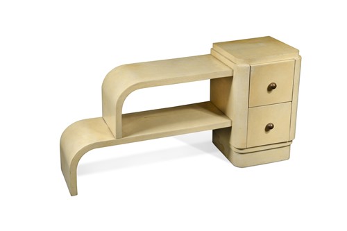 Lot 254 - An Art Deco Parchment two-drawer side cabinet, possibly Italian
