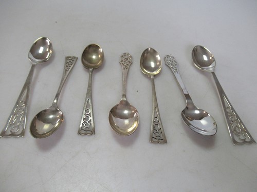 Lot 219 - A collection of thirty six silver teaspoons,...
