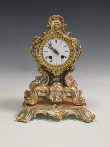 Lot 113 - French porcelain clock 28cm high