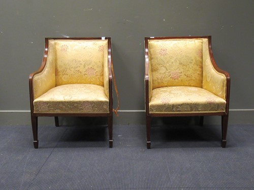 Lot 364 - A pair of Edwardian mahogany and cross-banded...